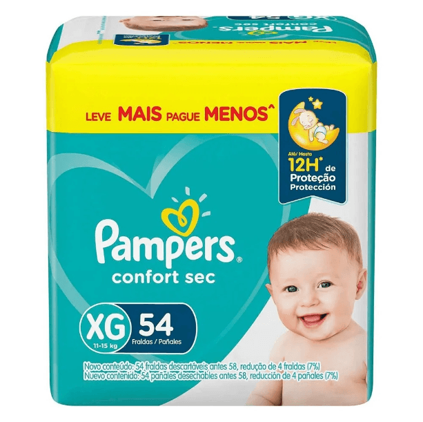 Fralda Descartável Pampers Confort Sec Super XG 54 Unidades